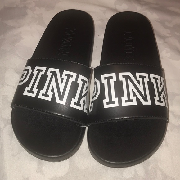 Victoria Secret VS Pink Slides Black M or L - Picture 2 of 5